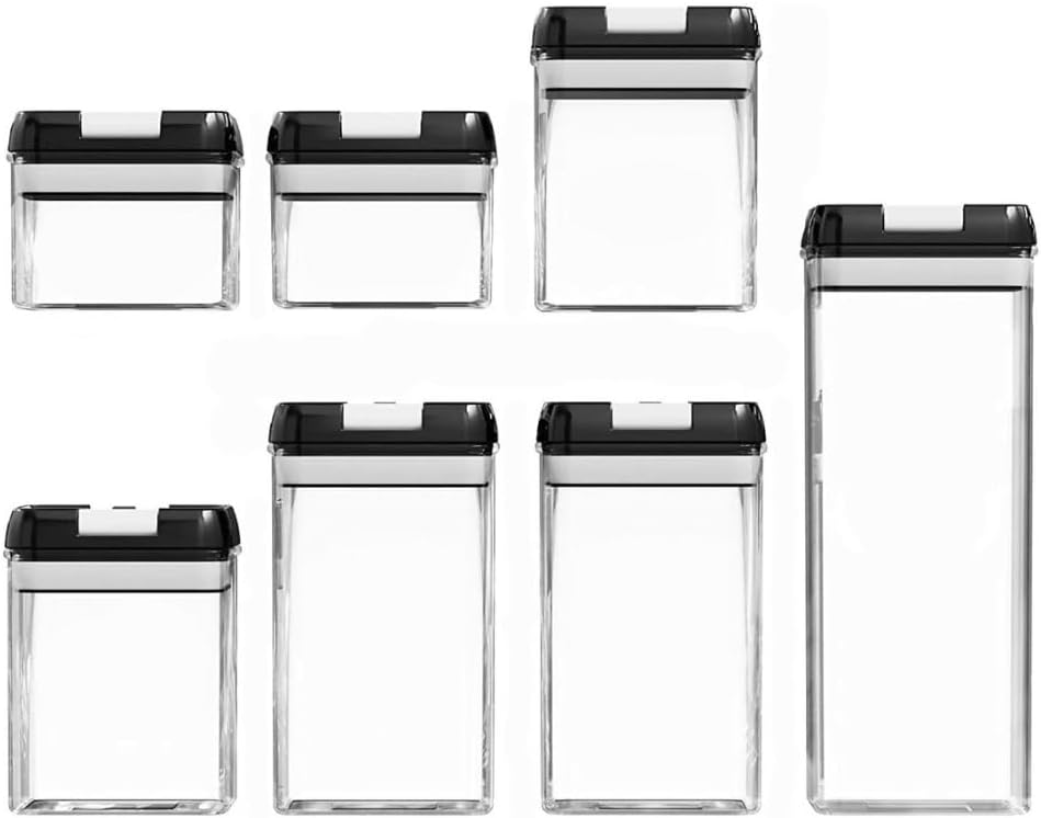 7 Pieces Air Tight Food Storage Containers - Black