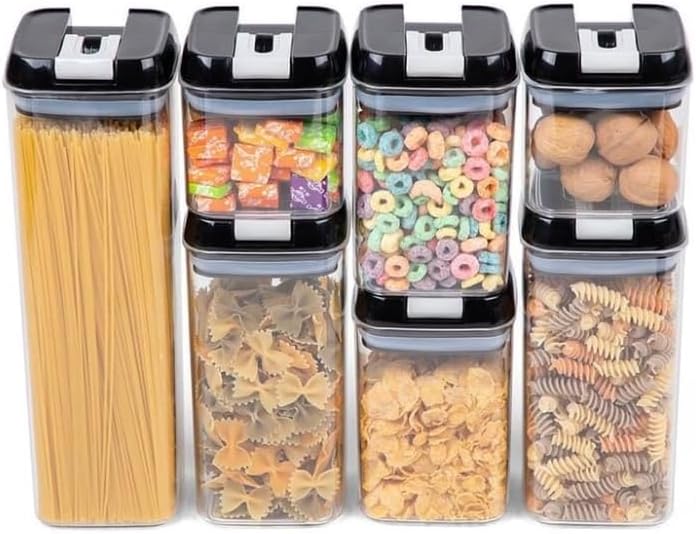 7 Pieces Air Tight Food Storage Containers - Black