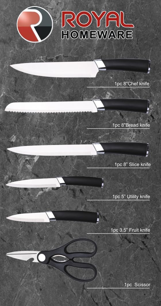 Royal Homeware 6pc Kitchen Knife Set - Milano Collection
