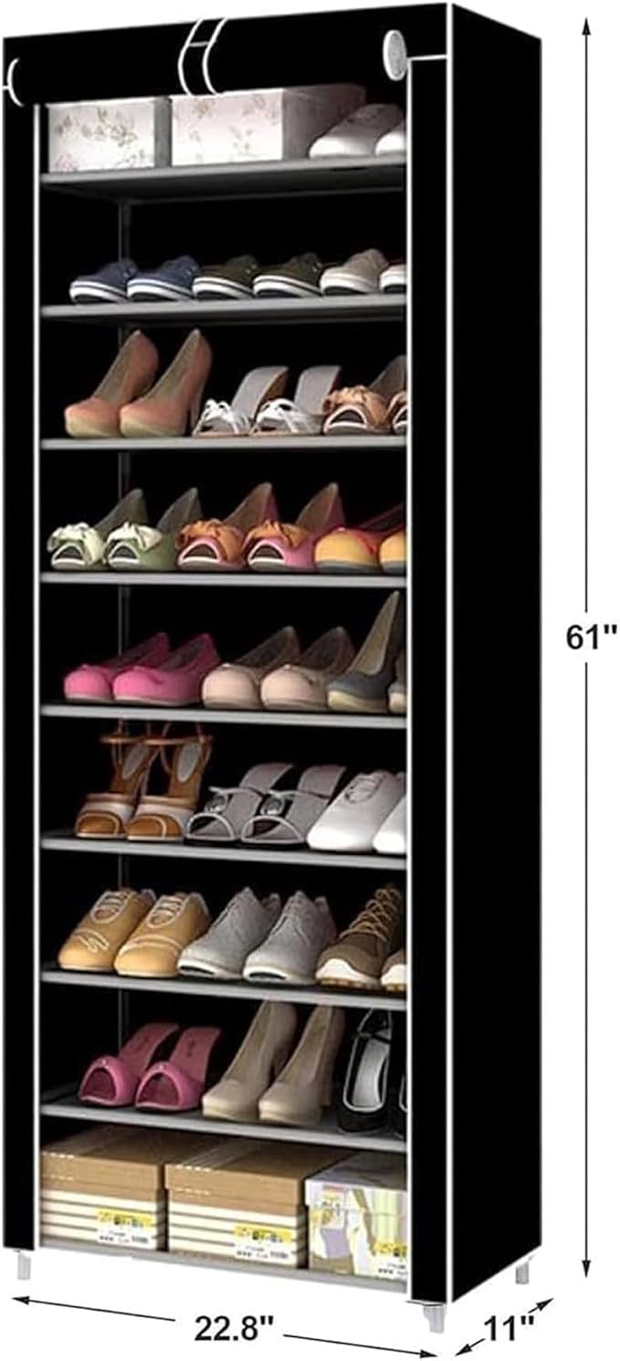 Sulfar 10-Tier Foldable Shoe Cabinet with Cover