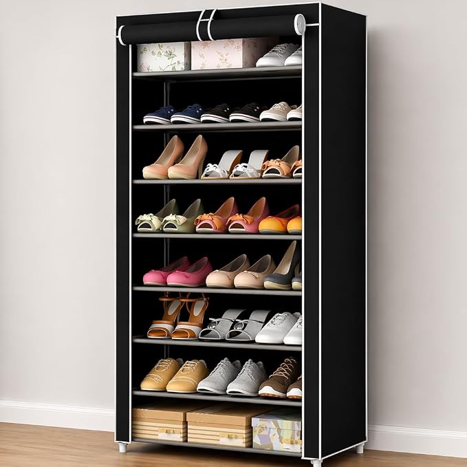Sulfar 10-Tier Foldable Shoe Cabinet with Cover