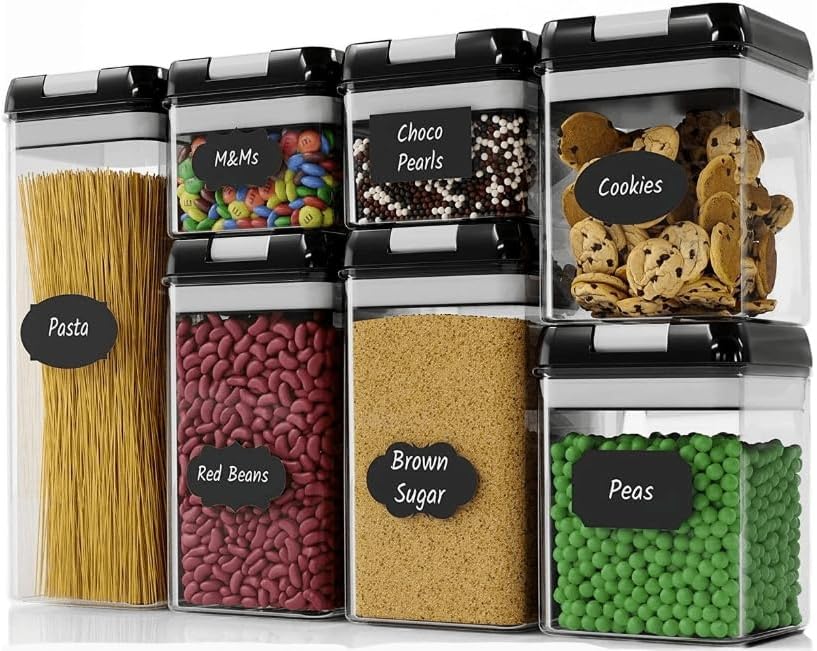 7 Pieces Air Tight Food Storage Containers - Black