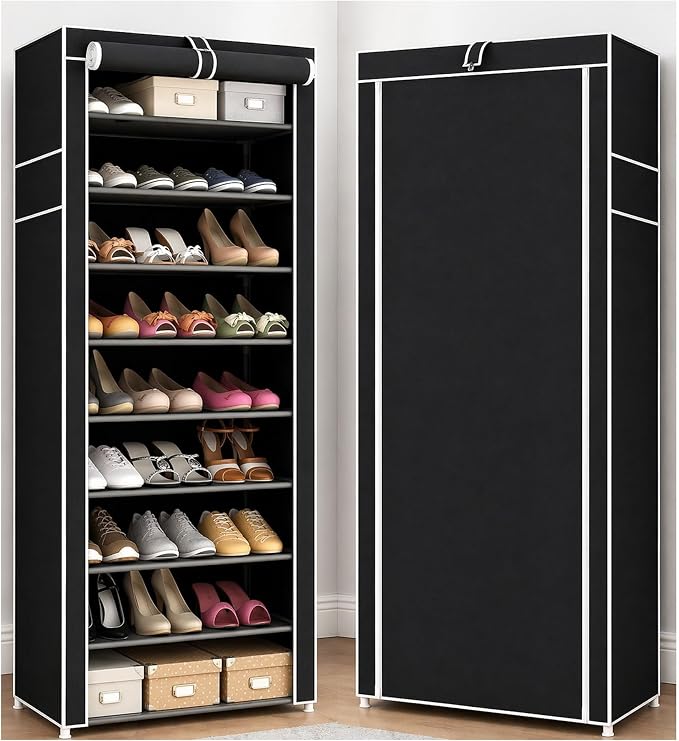 Sulfar 10-Tier Foldable Shoe Cabinet with Cover