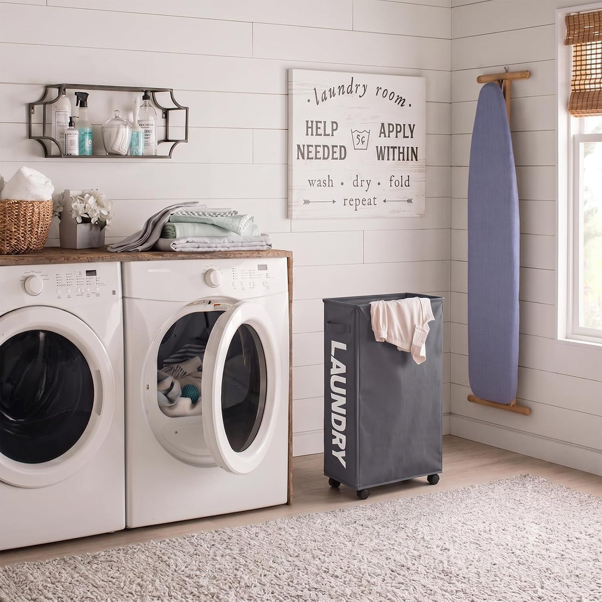 Slim Rolling Laundry Basket
