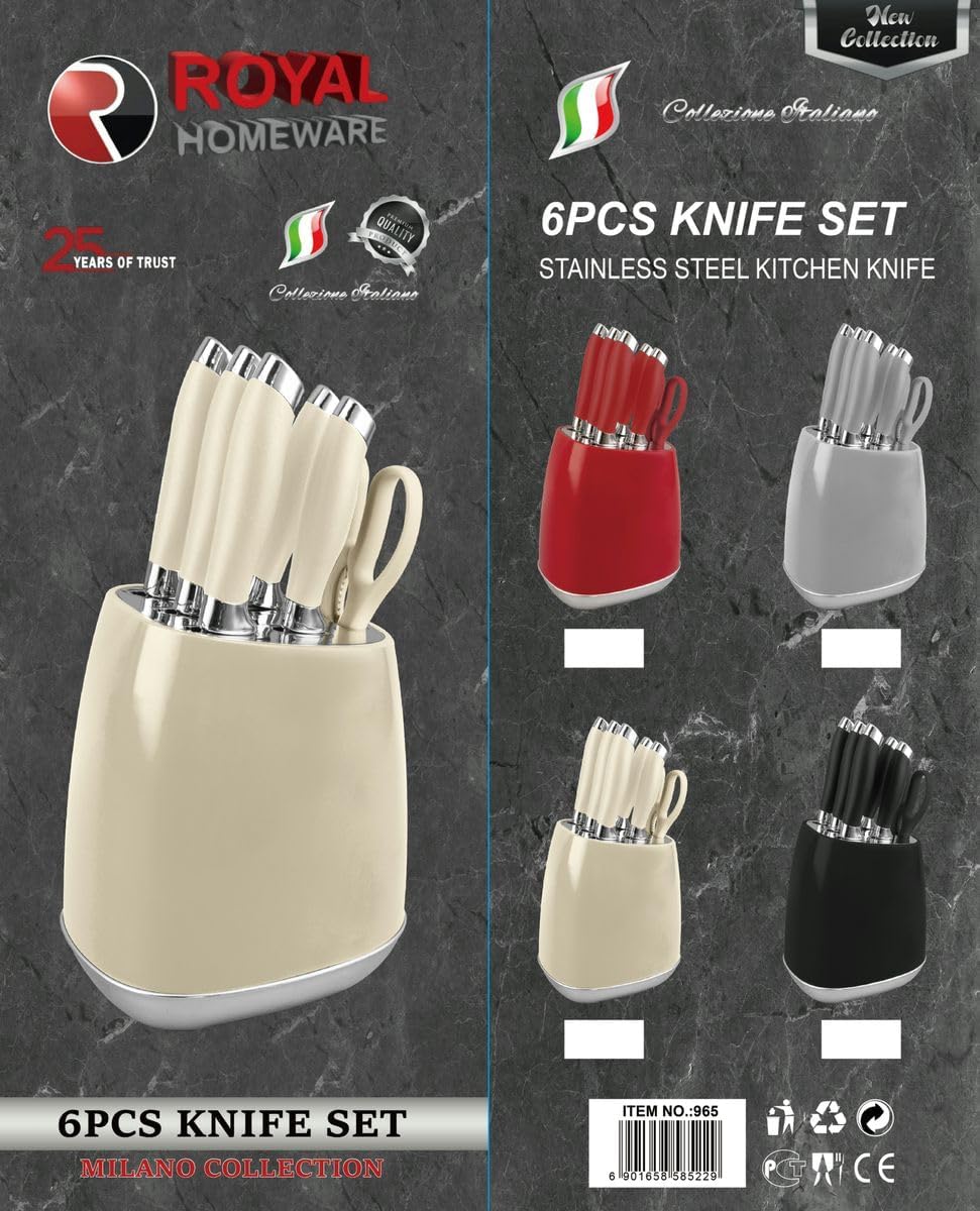 Royal Homeware 6pc Kitchen Knife Set - Milano Collection