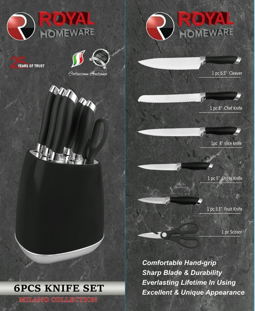 Royal Homeware 6pc Kitchen Knife Set - Milano Collection